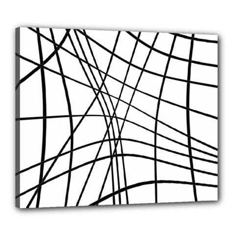 Black And White Decorative Lines Canvas 24  X 20  by Valentinaart