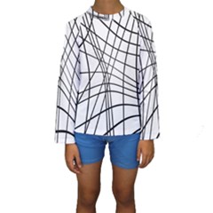 Black And White Decorative Lines Kid s Long Sleeve Swimwear