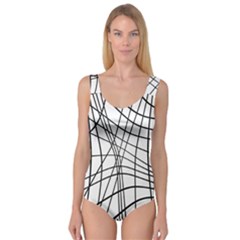 Black And White Decorative Lines Princess Tank Leotard 