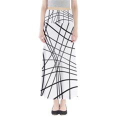 Black And White Decorative Lines Maxi Skirts