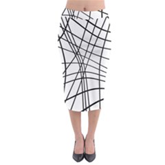 Black And White Decorative Lines Midi Pencil Skirt