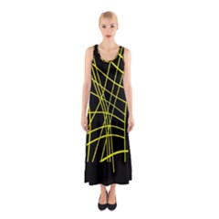 Yellow Abstraction Sleeveless Maxi Dress by Valentinaart