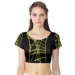 Yellow Abstraction Short Sleeve Crop Top (tight Fit)