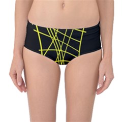 Yellow Abstraction Mid-waist Bikini Bottoms by Valentinaart