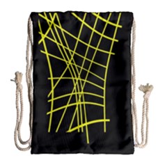 Yellow Abstraction Drawstring Bag (large)