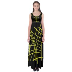 Yellow Abstraction Empire Waist Maxi Dress