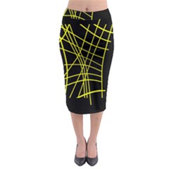 Yellow Abstraction Midi Pencil Skirt