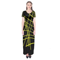 Yellow Abstraction Short Sleeve Maxi Dress