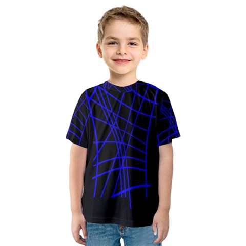 Neon Blue Abstraction Kid s Sport Mesh Tee by Valentinaart