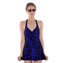 Neon blue abstraction Halter Swimsuit Dress View1