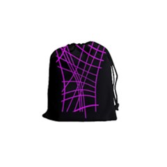 Neon Purple Abstraction Drawstring Pouches (small)  by Valentinaart