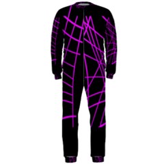 Neon Purple Abstraction Onepiece Jumpsuit (men)  by Valentinaart