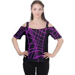 Neon Purple Abstraction Women s Cutout Shoulder Tee