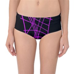 Neon Purple Abstraction Mid-waist Bikini Bottoms by Valentinaart