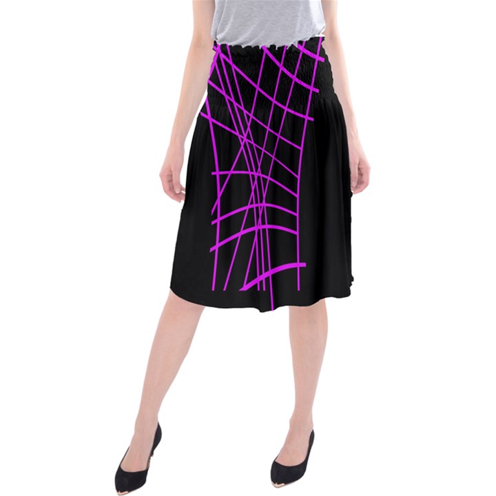 Neon purple abstraction Midi Beach Skirt