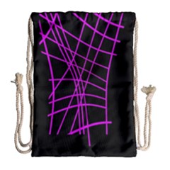 Neon Purple Abstraction Drawstring Bag (large)