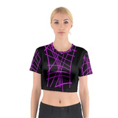 Neon Purple Abstraction Cotton Crop Top