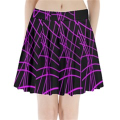 Neon Purple Abstraction Pleated Mini Mesh Skirt