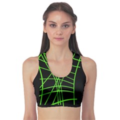 Green Neon Abstraction Sports Bra by Valentinaart