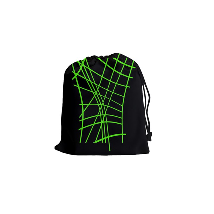 Green neon abstraction Drawstring Pouches (Small) 