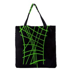 Green Neon Abstraction Grocery Tote Bag by Valentinaart