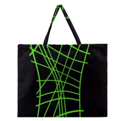 Green Neon Abstraction Zipper Large Tote Bag