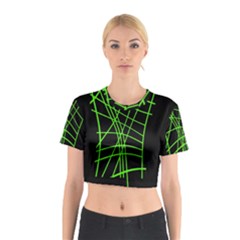 Green Neon Abstraction Cotton Crop Top by Valentinaart