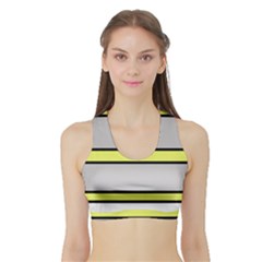 Yellow And Gray Lines Sports Bra With Border