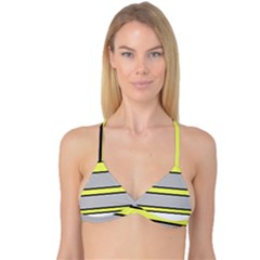 Yellow And Gray Lines Reversible Tri Bikini Top