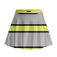 Yellow And Gray Lines Mini Flare Skirt