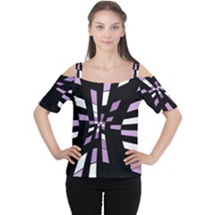 Purple Abstraction Women s Cutout Shoulder Tee