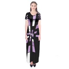 Purple Abstraction Short Sleeve Maxi Dress