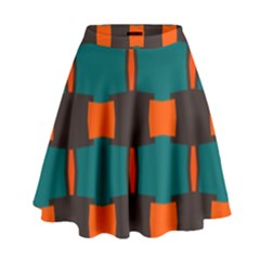 3 Colors Shapes Pattern                                                                                    High Waist Skirt