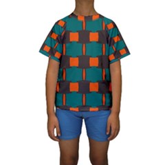 3 Colors Shapes Pattern                                                                                   Kid s Short Sleeve Swimwear