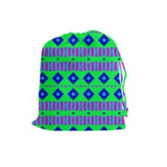 Rhombus And Stripes                                                                                   Drawstring Pouch by LalyLauraFLM