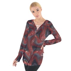 Red Grey 3d Design                                                                                     Women s Tie Up Tee