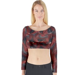 Red Grey 3d Design                                                                                    Long Sleeve Crop Top by LalyLauraFLM