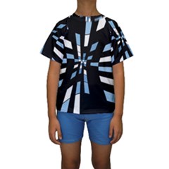 Blue Abstraction Kid s Short Sleeve Swimwear