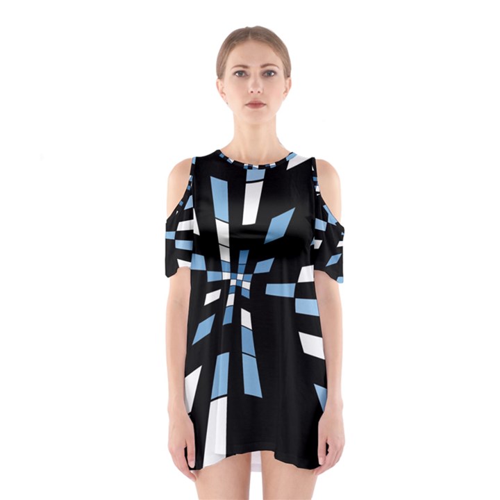 Blue abstraction Cutout Shoulder Dress