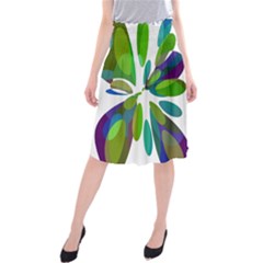 Green Abstract Flower Midi Beach Skirt