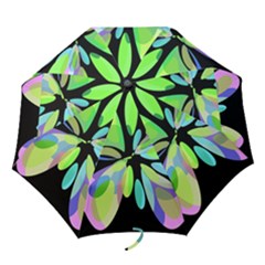 Green Abstract Flower Folding Umbrellas