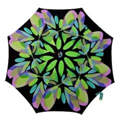 Green Abstract Flower Hook Handle Umbrellas (medium)