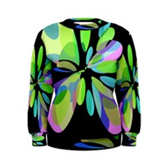 Green Abstract Flower Women s Sweatshirt by Valentinaart