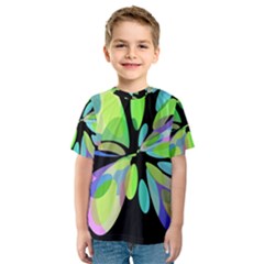 Green Abstract Flower Kid s Sport Mesh Tee