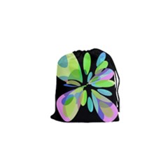 Green Abstract Flower Drawstring Pouches (xs) 