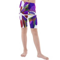 Colorful Abstract Flower Kid s Mid Length Swim Shorts by Valentinaart