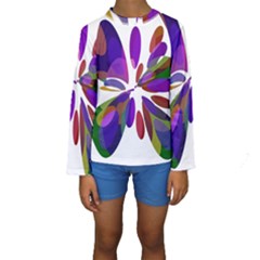 Colorful Abstract Flower Kid s Long Sleeve Swimwear