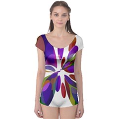 Colorful Abstract Flower Boyleg Leotard 