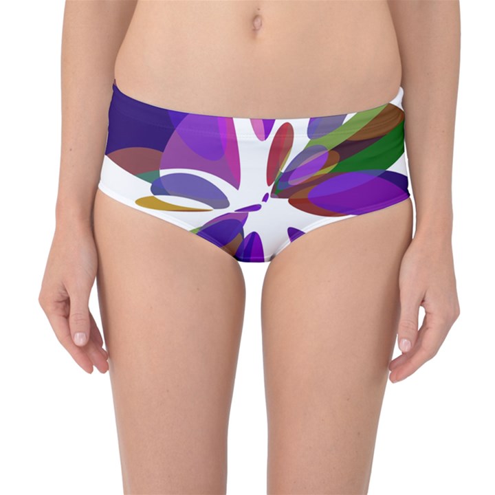 Colorful abstract flower Mid-Waist Bikini Bottoms