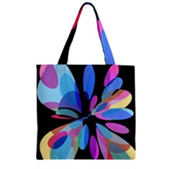 Blue Abstract Flower Zipper Grocery Tote Bag